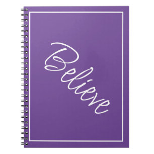Caderno Espiral "Acredite" Frase Grape Roxo Fundo
