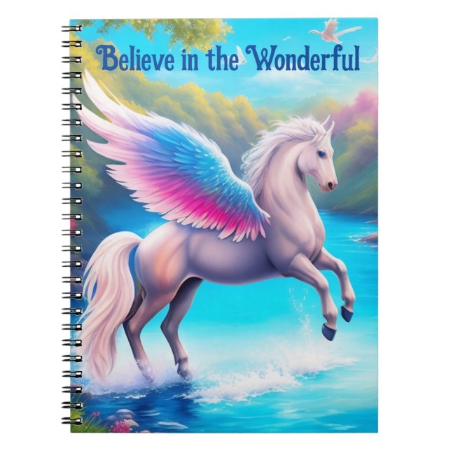 Caderno Espiral Acredite no Bloco de Notas Maravilhoso - Pegasus (Frente)