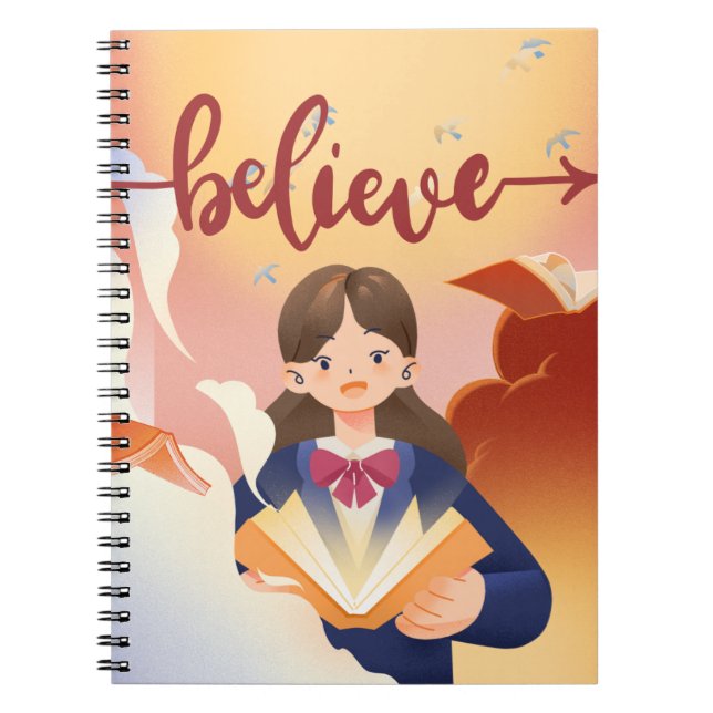 Caderno Espiral Acreditem: Notebook Design ilustrativo criativo (Frente)