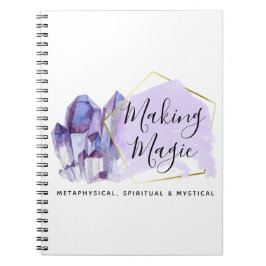 Caderno Espiral Acrilíficas Cristais & Geométrico Minimalista Dour