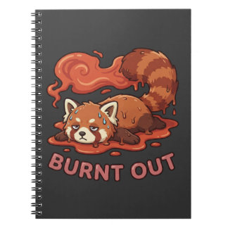 Caderno Espiral Adesivo de Panda Vermelho Engraçado Derretido e Ex