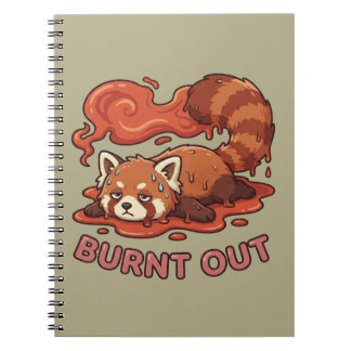 Caderno Espiral Adesivo Engraçado de Panda Vermelho Derretido e Ex