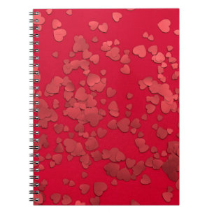 Caderno Espiral Adesivo vermelho de coração digital