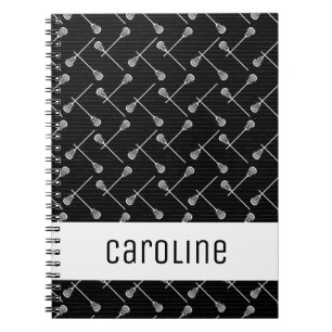 Caderno Espiral Adesivos brancos de Lacrosse pretos, padronizados