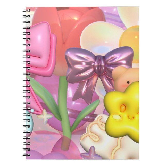 Caderno Espiral Adesivos de bolhas de Pastel de cor branca (Frente)