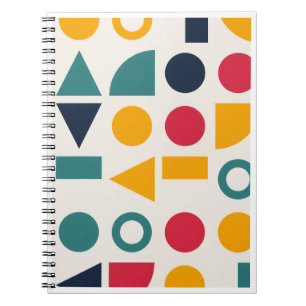 Caderno Espiral Adesivos de padrão de formas geométricas Bauhaus