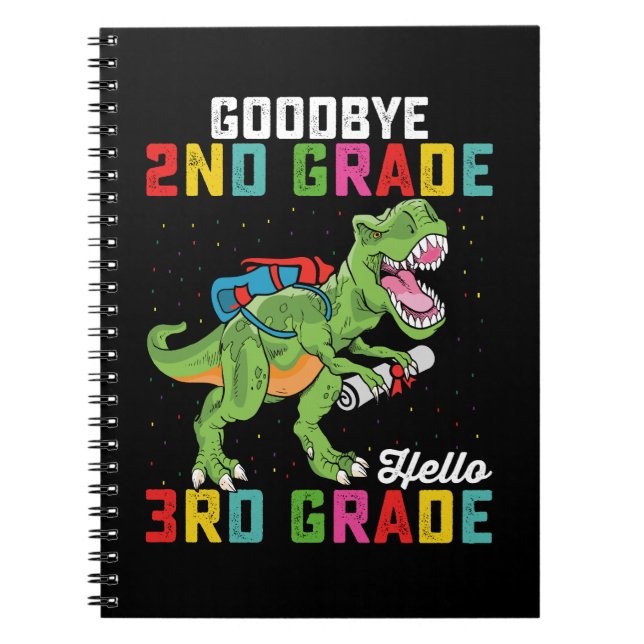 Caderno Espiral Adeus segundo Grau Alô 3º Grau T Rex Dinossauro (Frente)