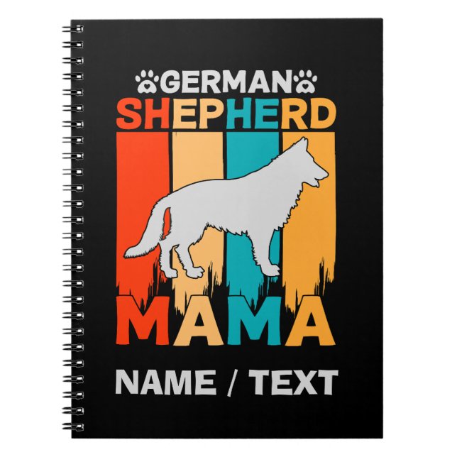 Caderno Espiral Adicionar German shepherd de nome MAMA, azul casta (Frente)