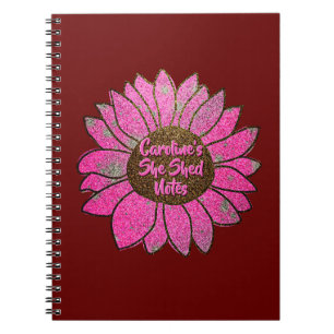 Caderno Espiral Adicionar Nome Alterar Texto Ela Rosa Girassol