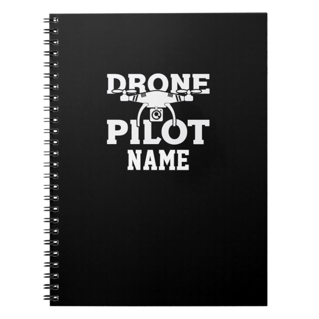 Caderno Espiral Adicionar Nome ou Piloto de Drone de Texto (Frente)