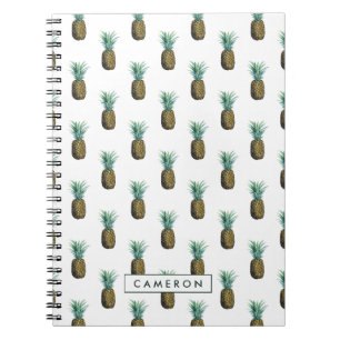 Caderno Espiral Adicionar Seu Nome  Abacaxi tropical Aquarela