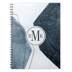 Caderno Espiral Adicionar suas Iniciais Abstração Adjacente