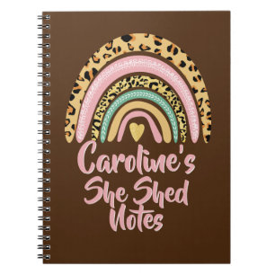 Caderno Espiral Adicione Nome Ela Esfrega Leopardo Imprima Coraç
