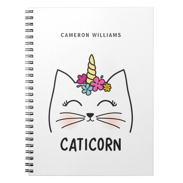 Caderno Espiral Adicione seu | conhecido Caticorn (Frente)