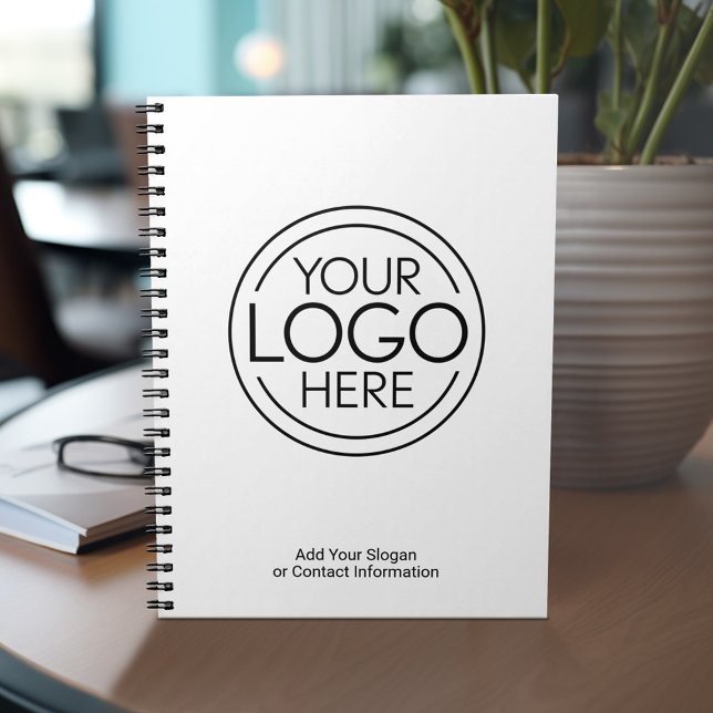 Caderno Espiral Adicione seu logotipo corporativo moderno minimali (Personalized notebook with your logo and text on the bottom - can customize completely)