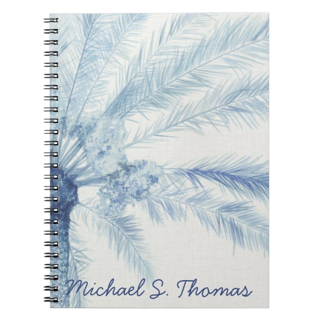 Caderno Espiral Adicione seu nome | Chambray Palms II (Frente)