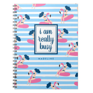 Caderno Espiral Adicione Seu Nome Estou Muito Ocupado Garota d