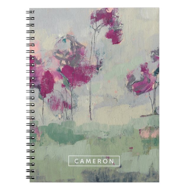 Caderno Espiral Adicione seu nome | Fuchsia Treeline (Frente)