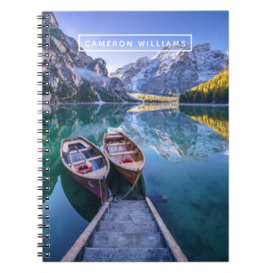 Caderno Espiral Adicione seu nome Lago Braies Dolomite Alps, I