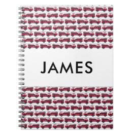 Caderno Espiral Adicione seu nome Red Fire caminhão Personalizado
