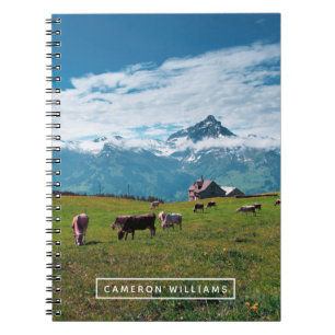 Caderno Espiral Adicione seu nome Vacas felizes na Fazenda
