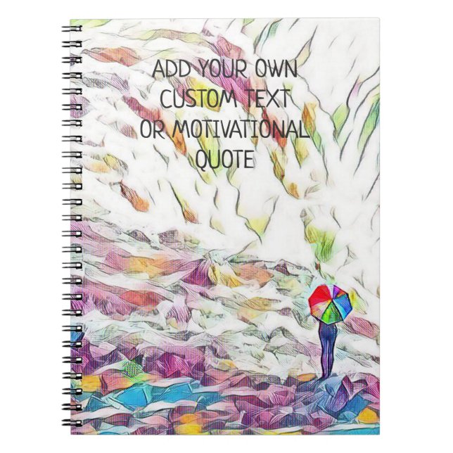 Caderno Espiral Adicione seu próprio texto personalizado ou citaçã (Frente)