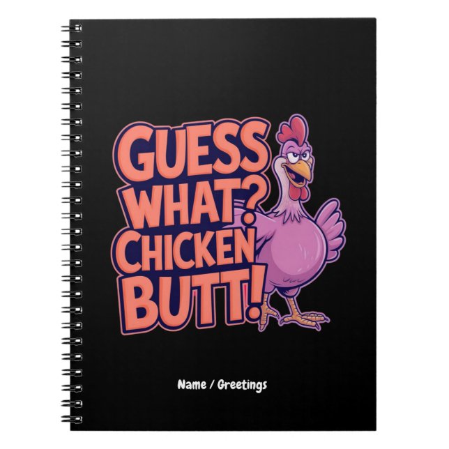 Caderno Espiral Adivinha? Bunda de Frango! Design Divertido  (Frente)