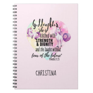 Caderno Espiral Adolescente GodFilha Presente Pink Unicorn Proverb