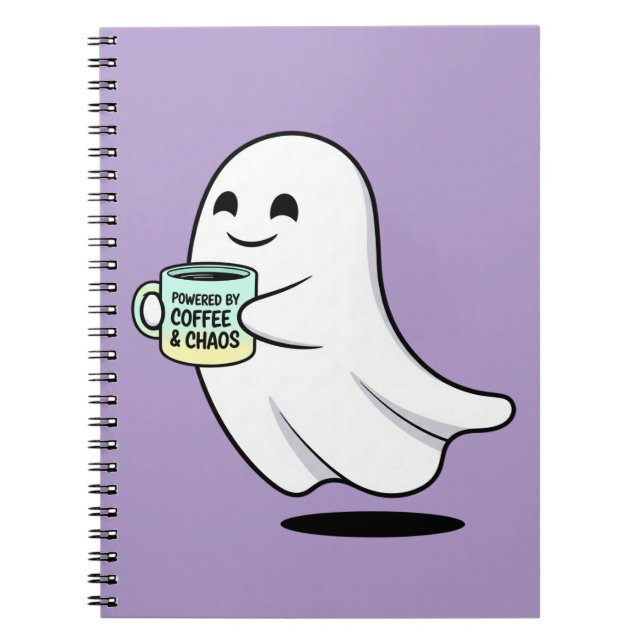 Caderno Espiral Adorable Ghost Cute Halloween Illustration (Frente)