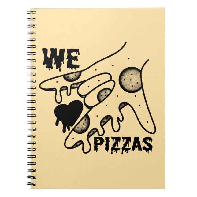 Caderno Espiral Adoramos pizza - Pizza Love - ASL ILY Obsession De (Frente)