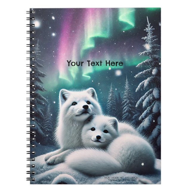 Caderno Espiral Adorando Raposas Árcticas Luzes Nortes Floresta Ne (Frente)
