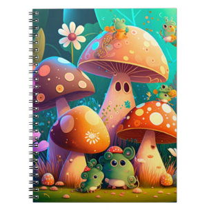 Caderno Espiral Adoráveis e bonitos cogumelos para bebês