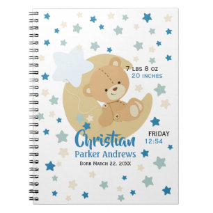 Caderno Espiral Adoráveis Estatísticas de Nascimento do Bear Bea