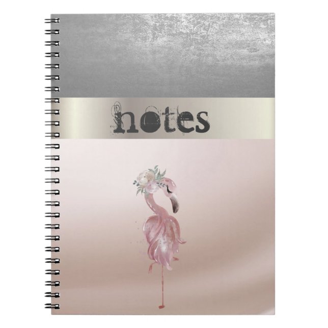 Caderno Espiral Adoráveis Flamingos Rosa Flor (Frente)