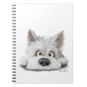 Caderno Espiral Adorável Cartoon de Terrier Escocês Branco