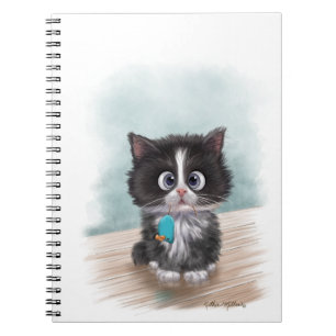 Caderno Espiral Adorável Gatinho Cartoon de Smoking