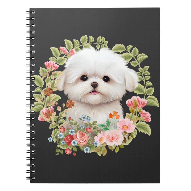 Caderno Espiral Adorável Maltês Puppy em Blogue, amante Maltês de  (Frente)