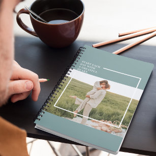 Caderno Espiral Adorável Presente da Família Verde de Fotos Modern