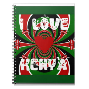Caderno Espiral Adoro Heart Kenya: Arte Dinâmica De Bandeiras