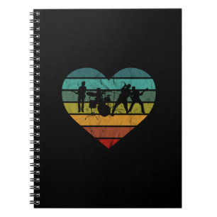 Caderno Espiral Adoro o Coração Vintage da Banda Musical dos ano