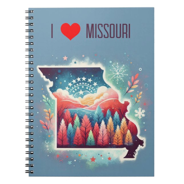 Caderno Espiral Adoro o inverno do Missouri (Frente)