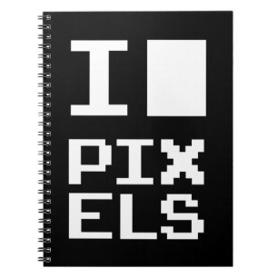 Caderno Espiral Adoro Pixels, design de geek, arte de pixel