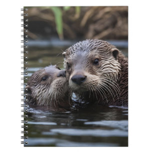 Caderno Espiral **"Adrift in Love: Mummy and Baby Otter"**