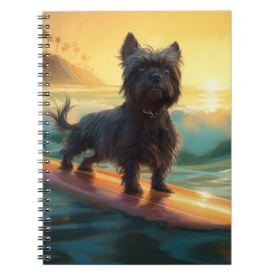 Caderno Espiral Affenpinscher Beach Surfing Painting