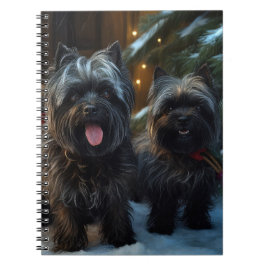 Caderno Espiral Affenpinscher Neve Passeio de Trenó Natal Decoraçã