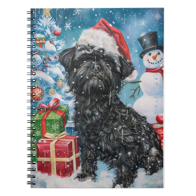 Caderno Espiral Affenpinscher Winter Wonderland Natal Joy (Frente)