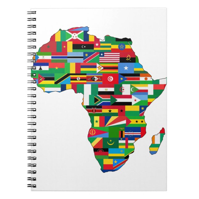 Caderno Espiral África Países Continentes: Sinalizadores Mapeiam N (Frente)