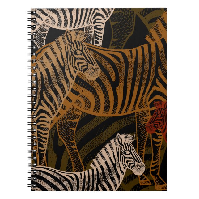 Caderno Espiral Afro Safari: Design Zebra Vintage (Frente)