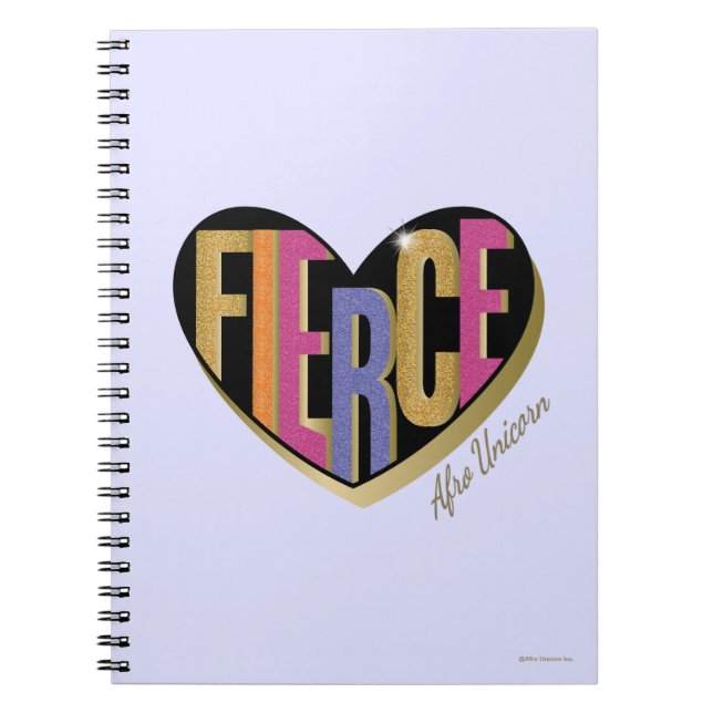 Caderno Espiral Afro Unicorn Fierce Heart Design (Frente)