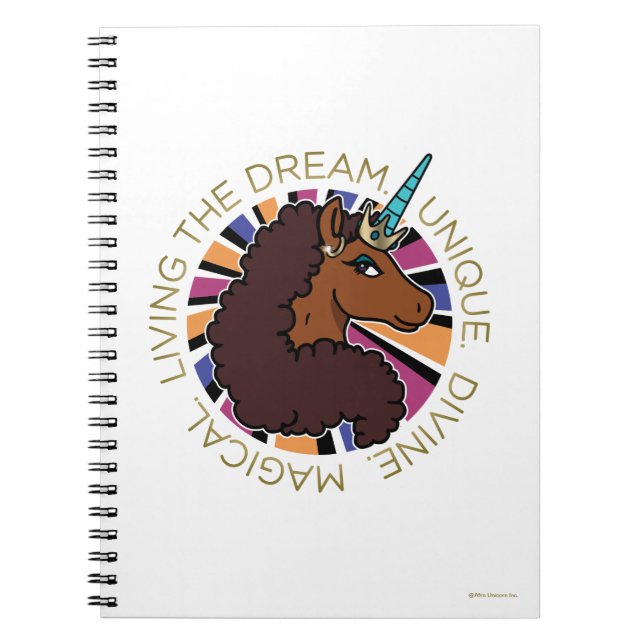 Caderno Espiral Afro Unicorn Vivendo o Design do Sonho (Frente)